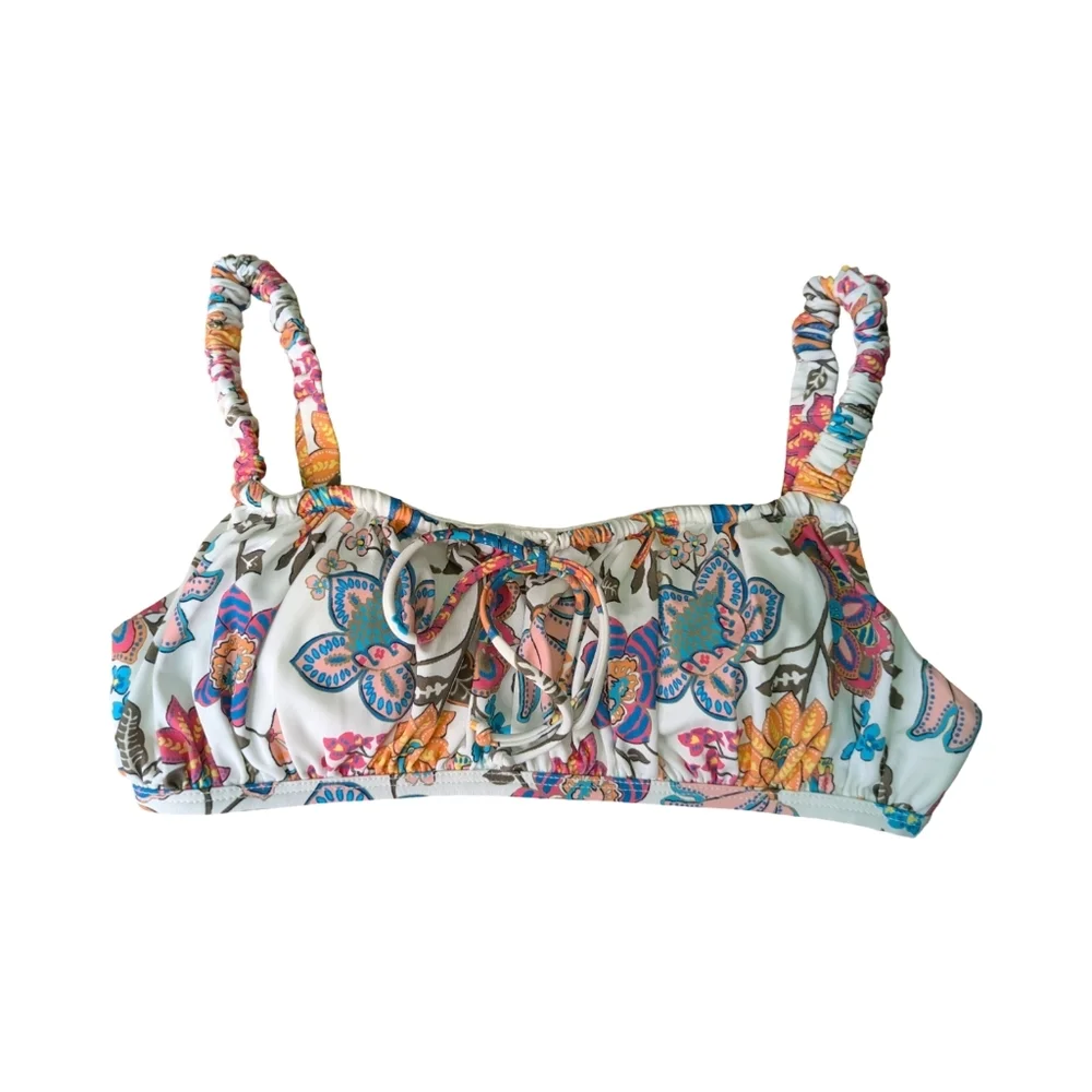 SunDazed 34B/34C Floral Shirred Bikini Top With Adjustable Straps NWOT - Picture 4 of 11